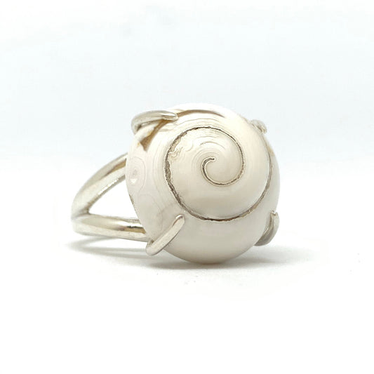 Agatized Sea Snail Fossil Ring