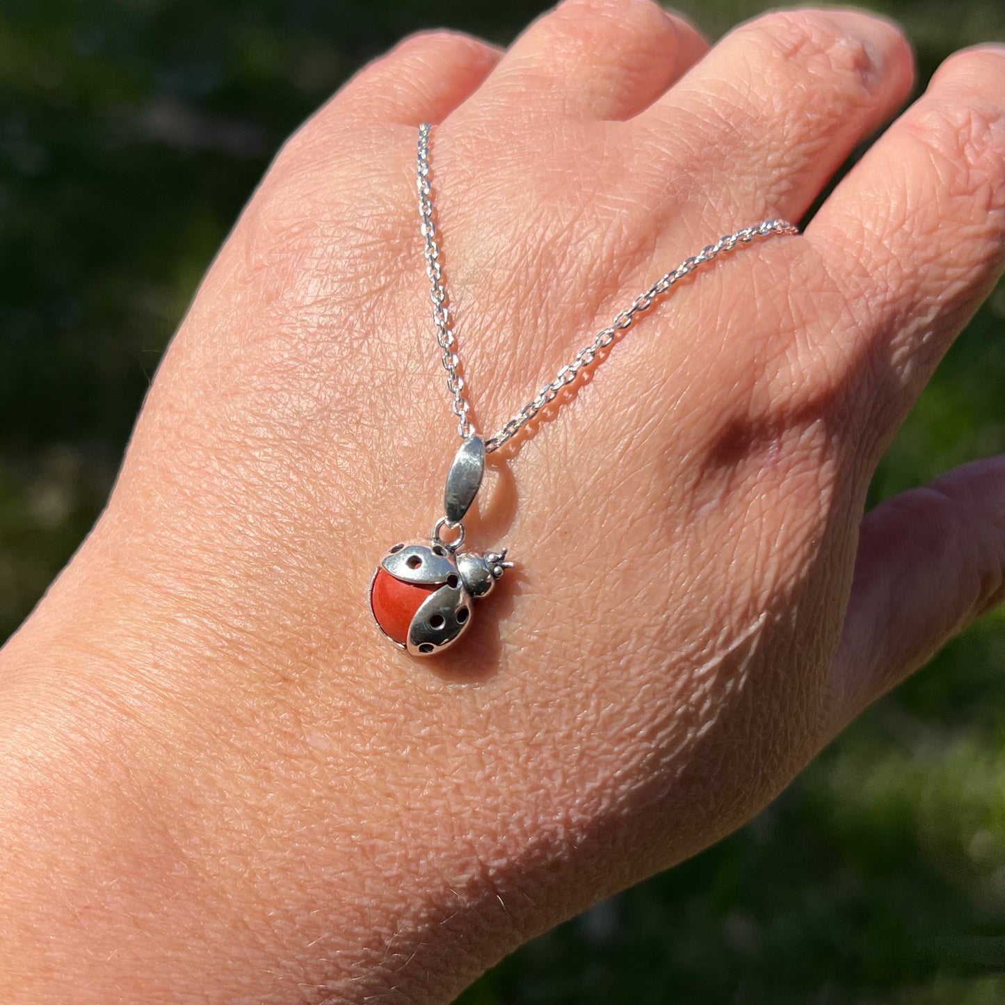 Red Jasper Ladybug Pendant