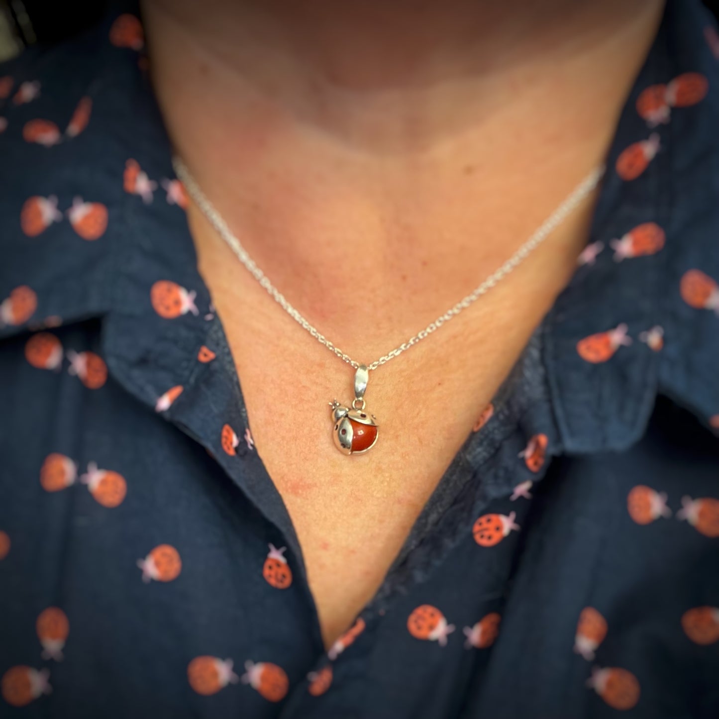 Red Ladybug Pendant Necklace