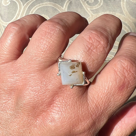 Montana Agate Sugarloaf Sterling Silver Ring
