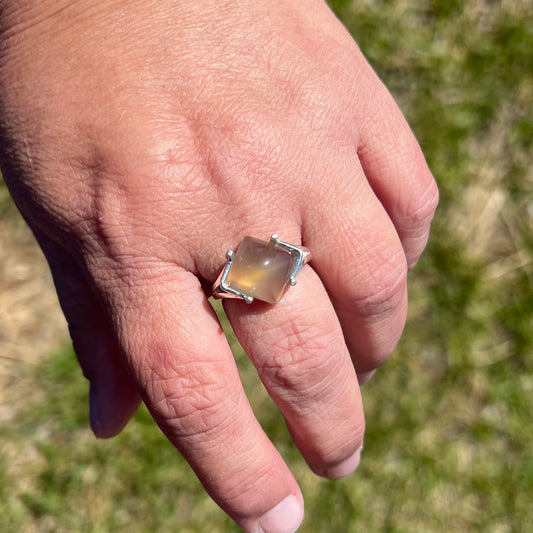 Smoky Agate Sugarloaf Sterling Silver Ring