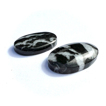 Zebra Marble Cabochons (2), 13.10 ctw.