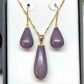 Custom Order: 14KT Gold Lavender Jade Earrings & Pendant Set