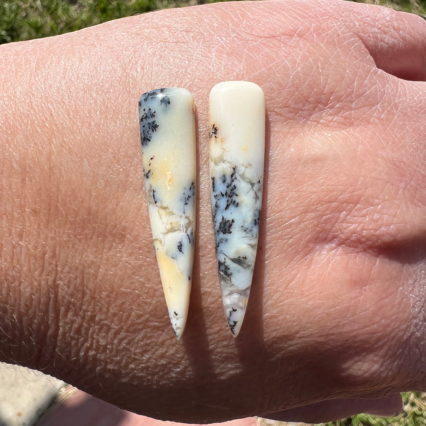 Reserved for Krista L. — Dendritic Opal Cabochon PAIR 1A