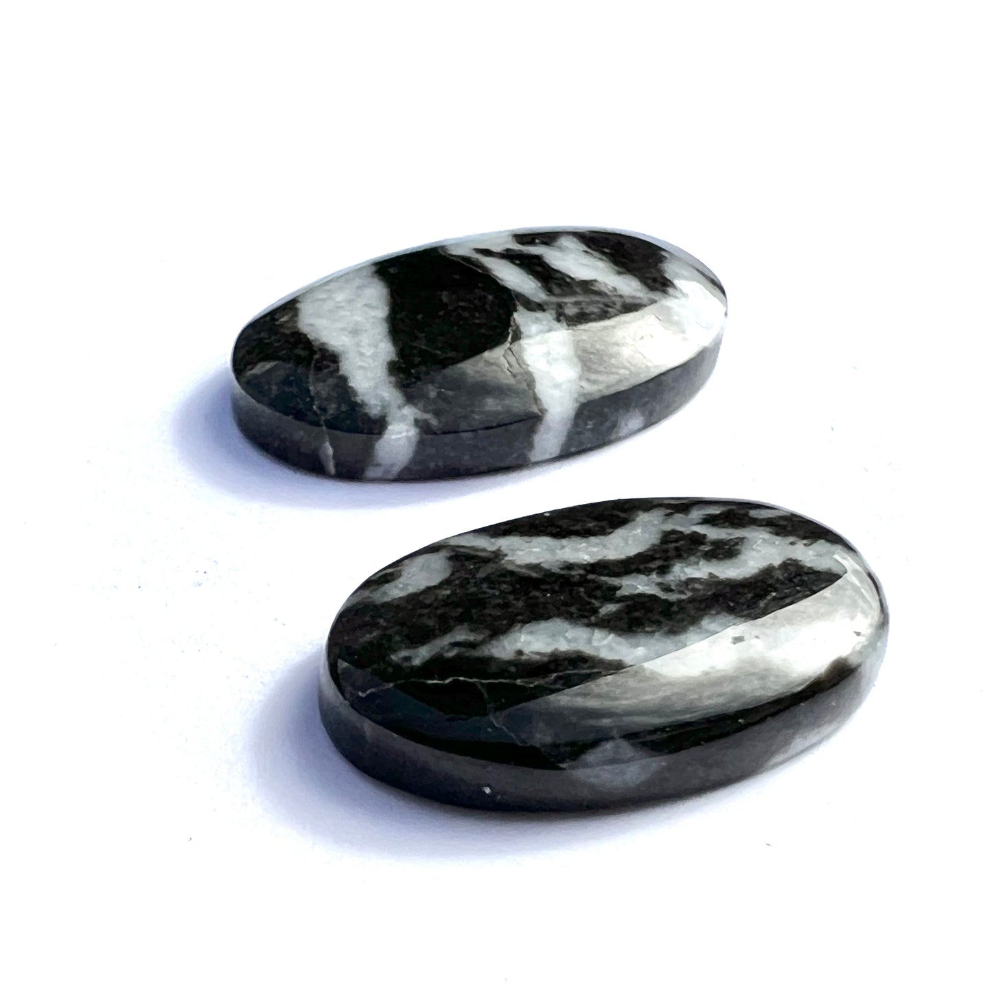 Zebra Marble Cabochons (2), 13.10 ctw.