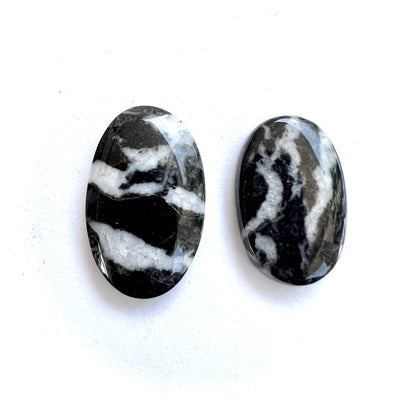 Zebra Marble Cabochons (2), 13.10 ctw.